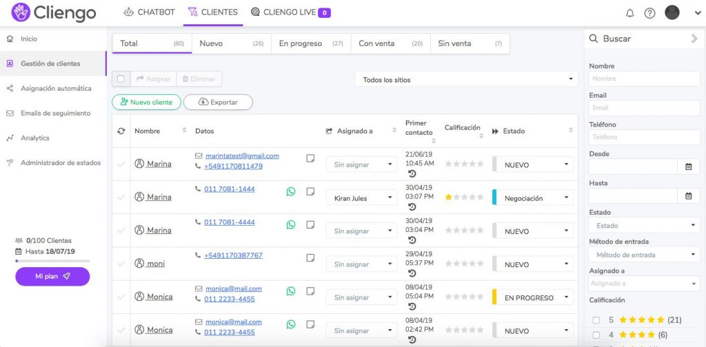 CRM Gratuito de Cliengo