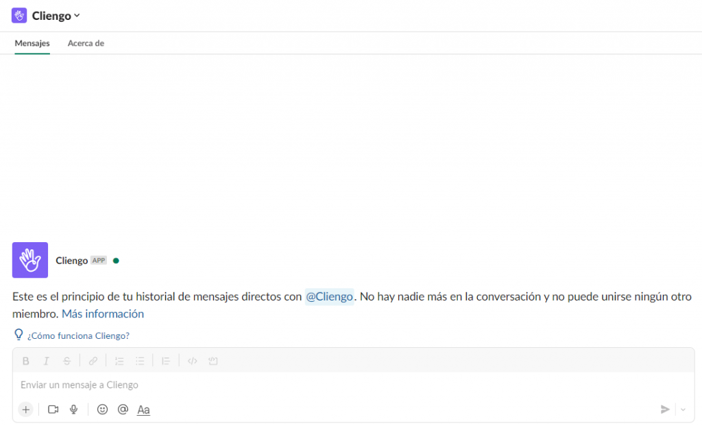 Cliengo integrado a Slack