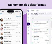 Ejemplo de integración de WhatsApp en dos plataformas: vista de chats en un smartphone y panel de inbox empresarial para centralizar conversaciones con clientes.
